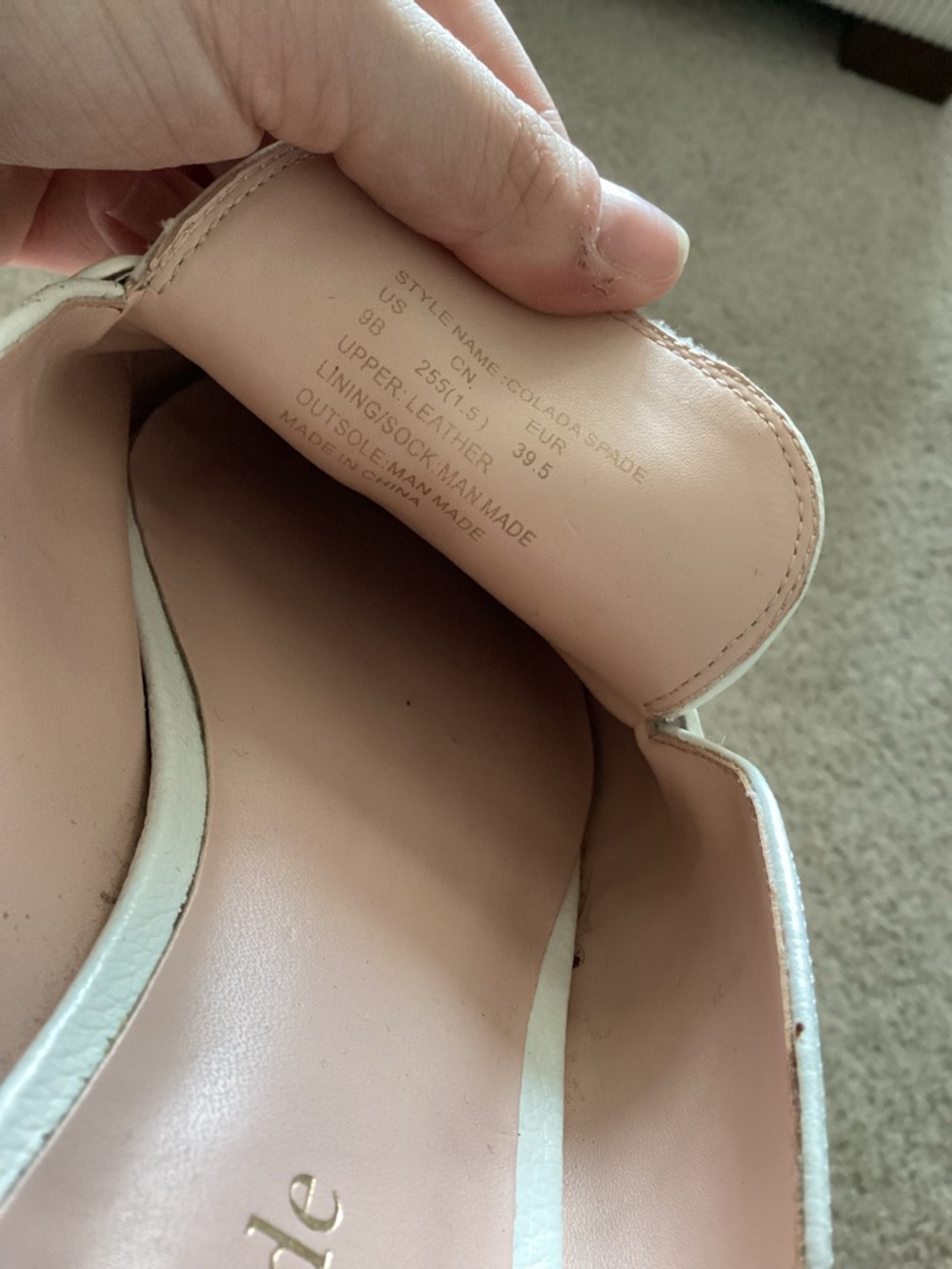 Kate Spade White Leather Slip-On Mule Loafers with Gold Accent Size 9 - Picture 2 of 4